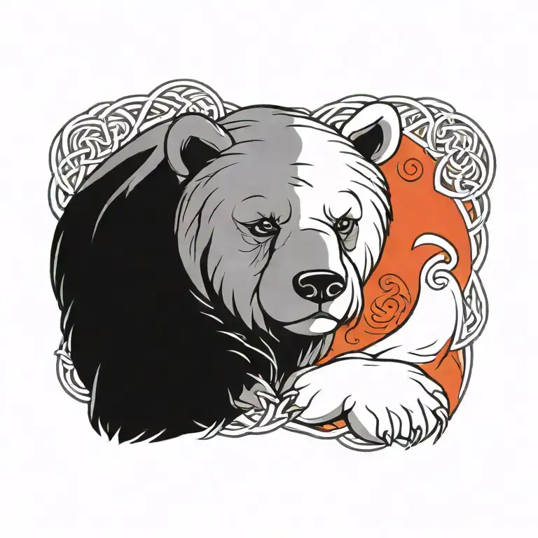 Cute Floppy Bear Surrounded By Celtic Knots