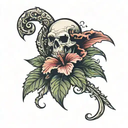Hibiscus Flower Choking Out The Grim Reaper
