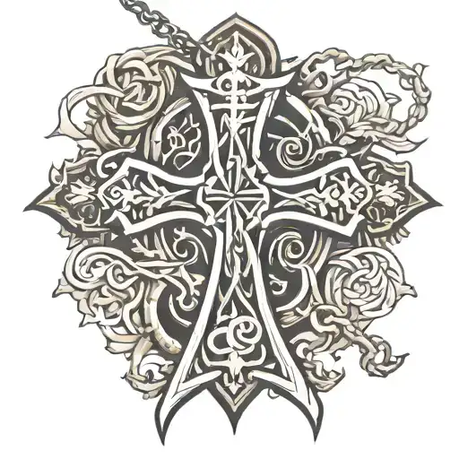 Cross Necklace With Thorns Intertwined
