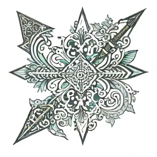 Arrow With Ossetian Ornament Tatoo For Women