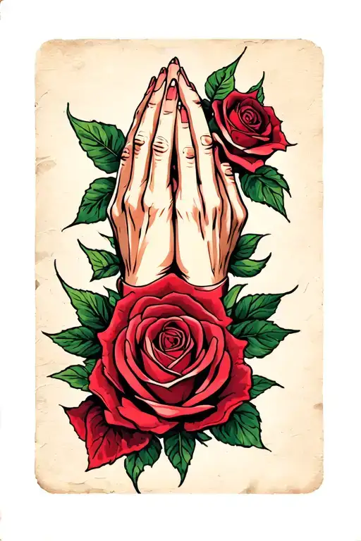 Rose And Prayer Hands
