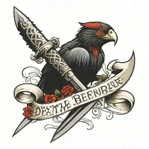 Death Before Dishonour Red Letters And A Dagger In The Middle