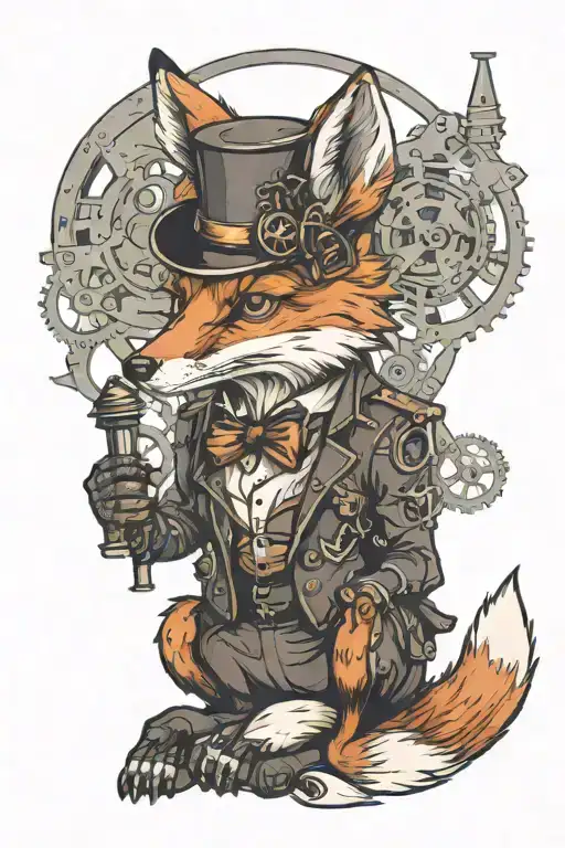 Steampunk Fox Sitting