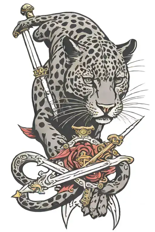 Panther Pierced By A Sword Piercing
