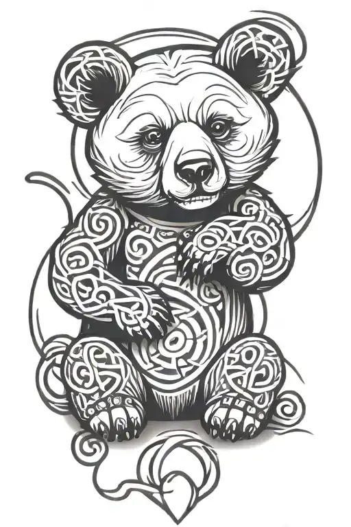 Cute Sitting Bear Celtic Knots Love