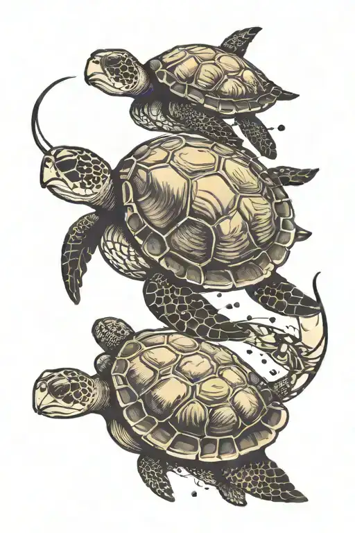 2 Sea Turtle Looking At A Crescent Moon Phases