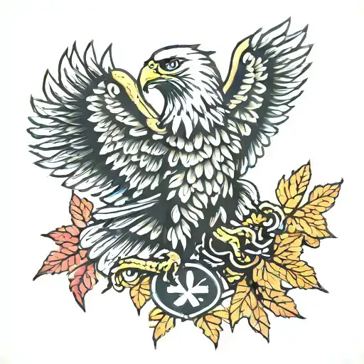 Army Eagle Bright Fall Leaves
