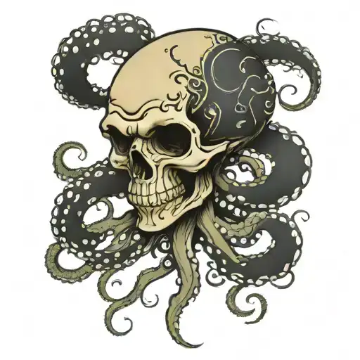 A Skull With Octopus Tentacles Wrapping Around It