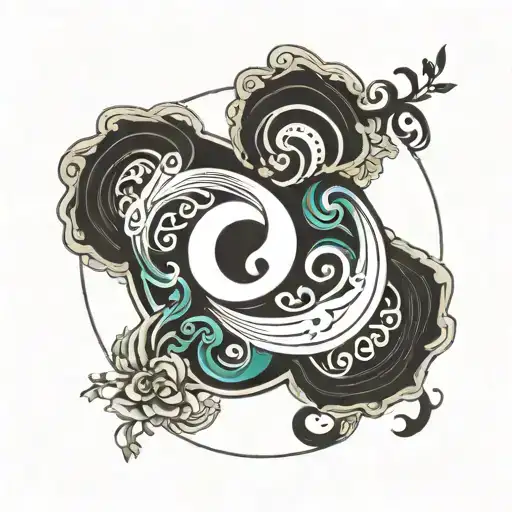 Ying Yang Symbole And Under It Word Balance To Be Drawn On The Back Leg