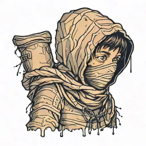Boy In Hoodie Who's Covered In Dark Bandages Like A Mummy