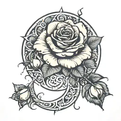 Roses And Moon Merging Together