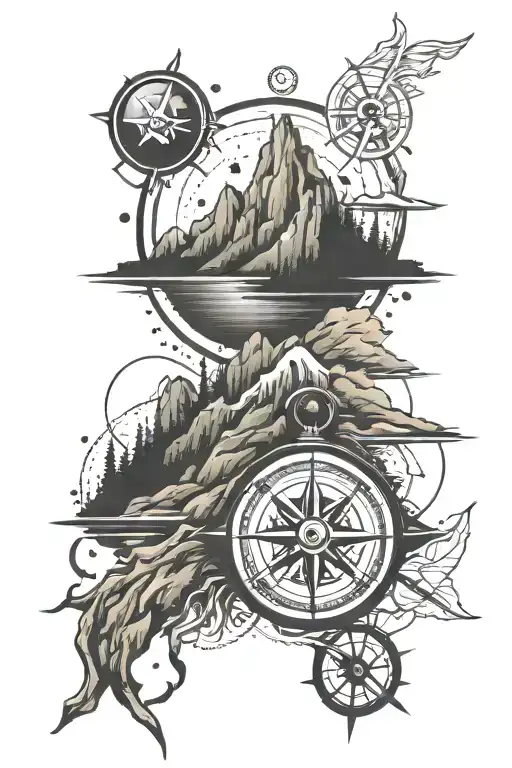 Mountains And Compass Intertwined