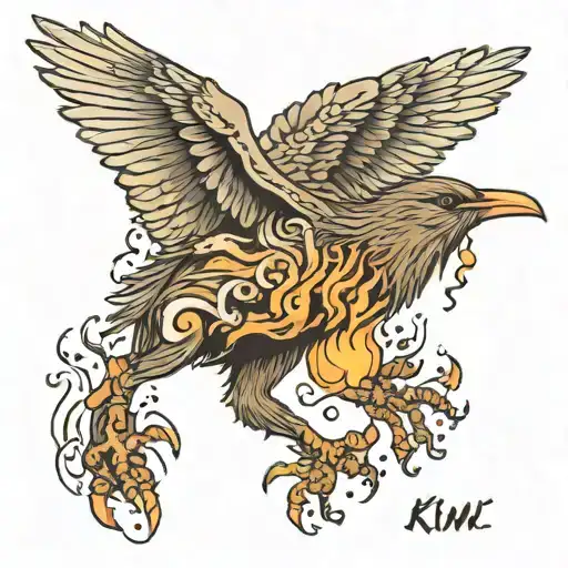 Bird Kiwi Run In Fire