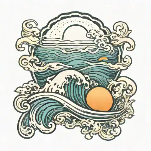 Sea Waves Sun Rising