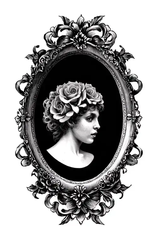 An Antique Frame Black And White Around A Realistic