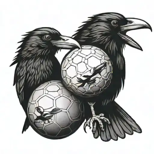 Crow And Magpie Carrying Afl Ball
