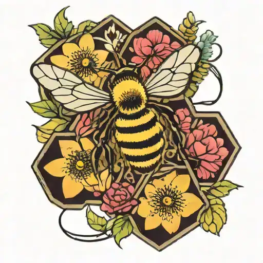 Bee Hexagon Floral Needle And Thread