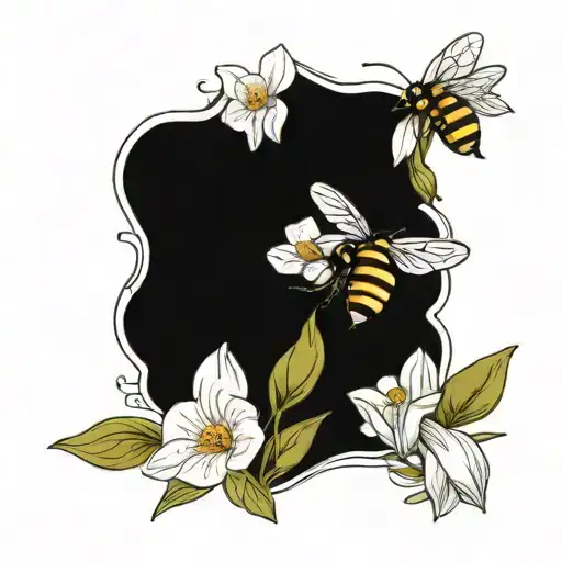 Bee And Freesia Flowers