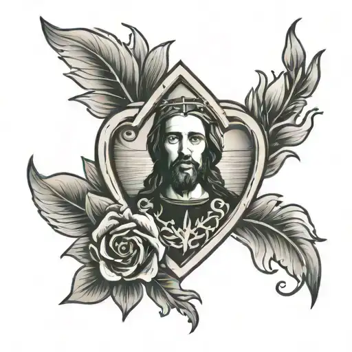 Sacred Heart Of Jesus With Alcatraz Flower
