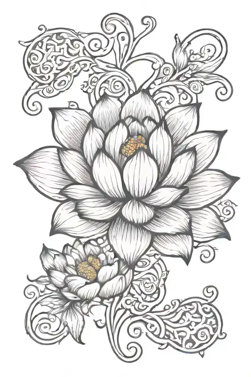 Lotus Flower With Fishing Hook Coming Together To Form