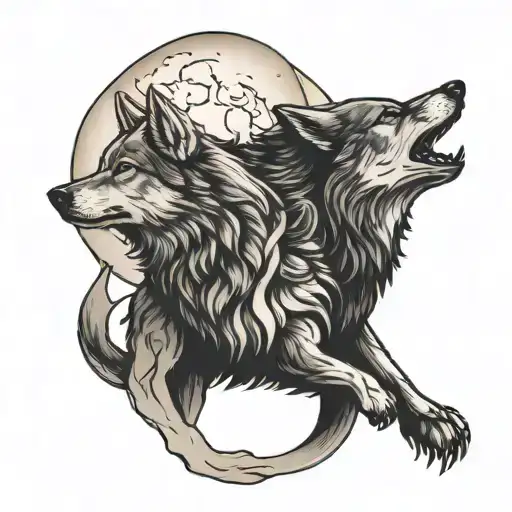 Alpha Wolf With Moon Shining