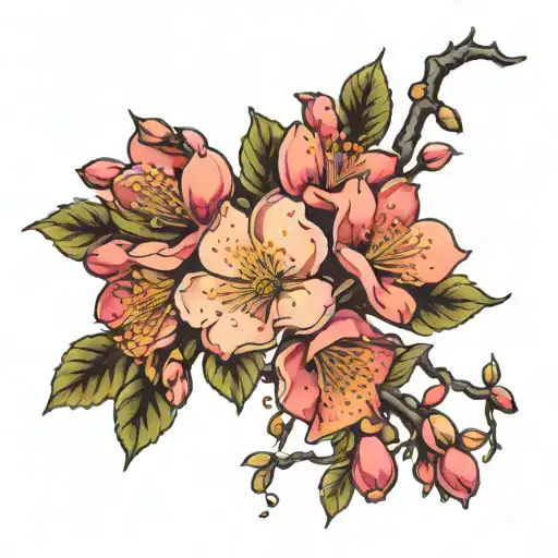 Apple Blossoms And Willow Vine