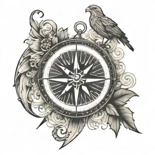 Compass With Saguitarrius In The Middle Surrounded
