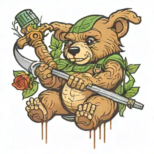 Bear Holding Weed Wacker