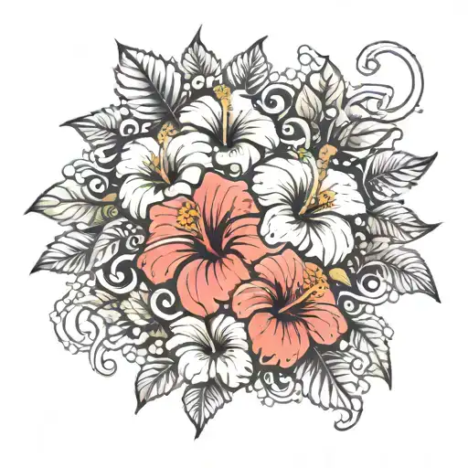 Hibiscus Flowers Surrounding Medusa