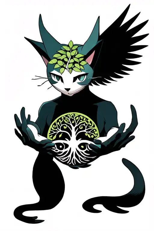 Mew Holding A Tree Of Life On His Hands