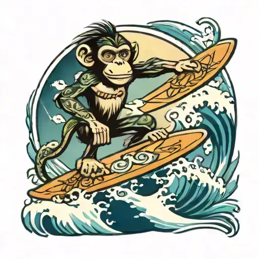 Monkey Surfing Hakuna Matata In Surfboard Design