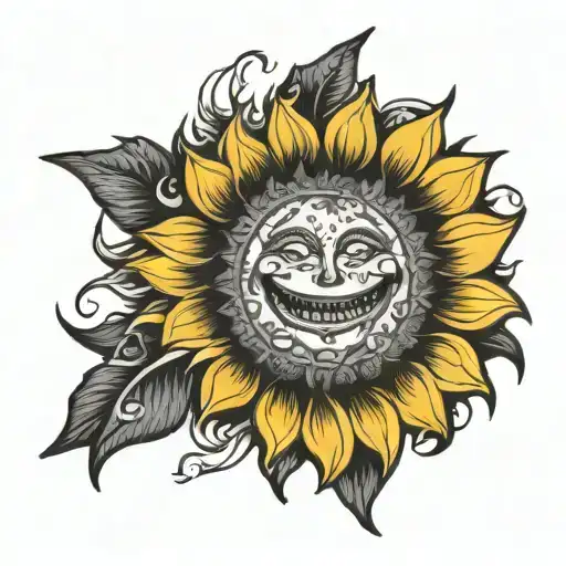 Black And White Sunflower Blooming Blink 182 Smilie