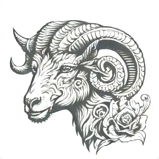 Line Art Rams Head