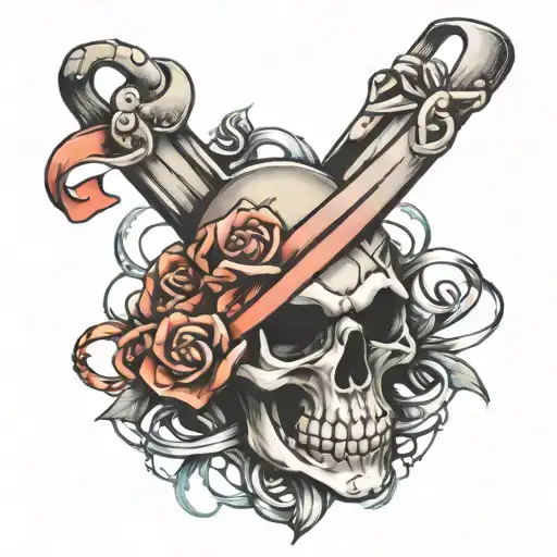 Skull And Cancer Ribbon Intertwined