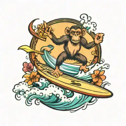 Monkey Surfing Hakuna Matata In Surfboard Design
