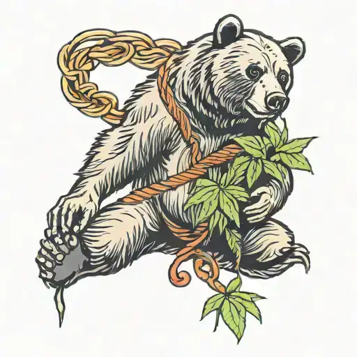 Grizzly Bear Holding Weed Wacker String