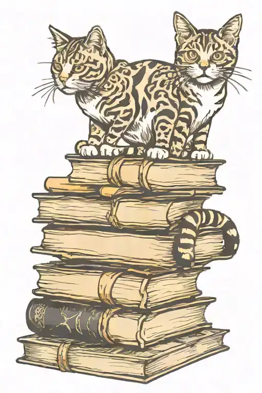Cat Sitting On A Stack Of Books