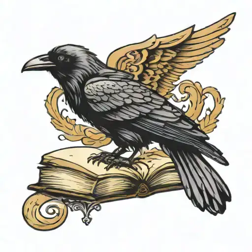 Raven Sitting On A Book