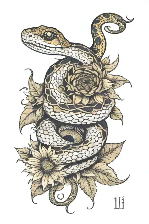 A Snake And Sunflowers And The Numbers 111 Incorporated