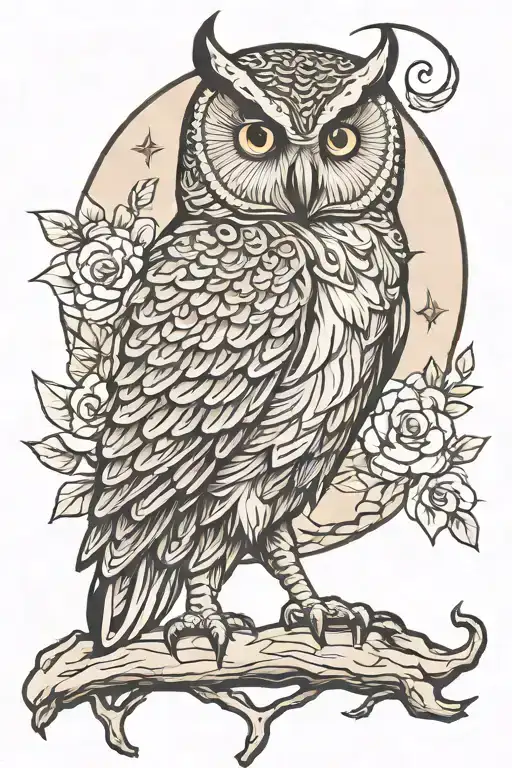 Owl And Moon