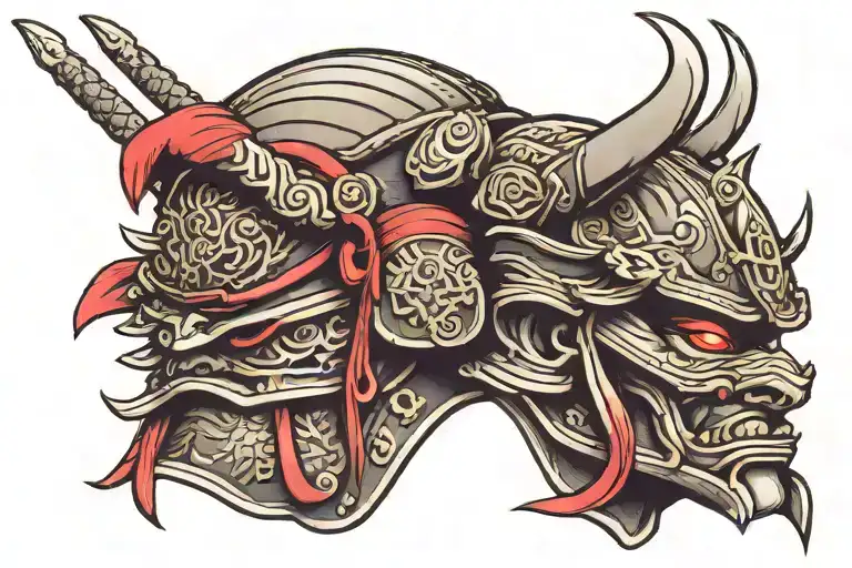 Samurai Head With Helmet