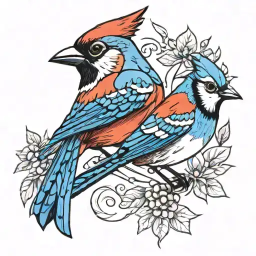 Cardinal And Blue Jay