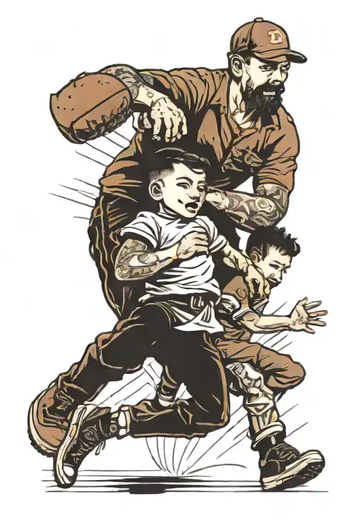 Dad Playing Catch With Son