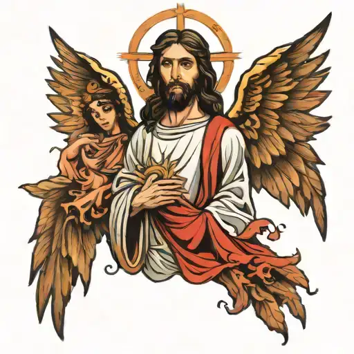 Jesus Who Has 2 Angels On His Right But Also On His Left