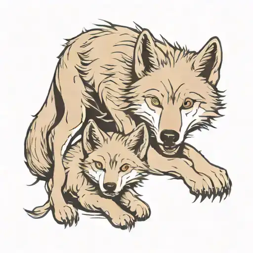 Wolf And Puppy
