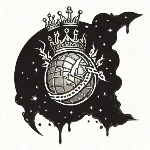 Half Earth Half Basketball With Crown On Top In Space