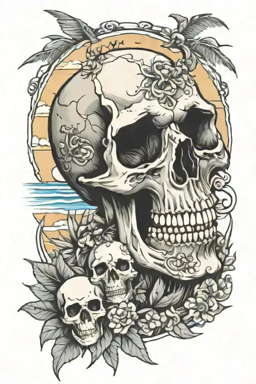 Skull And Beach Scene