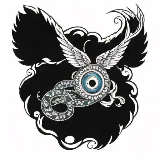 Ouroboros Snake Evil Eye Freedom Wings Spread