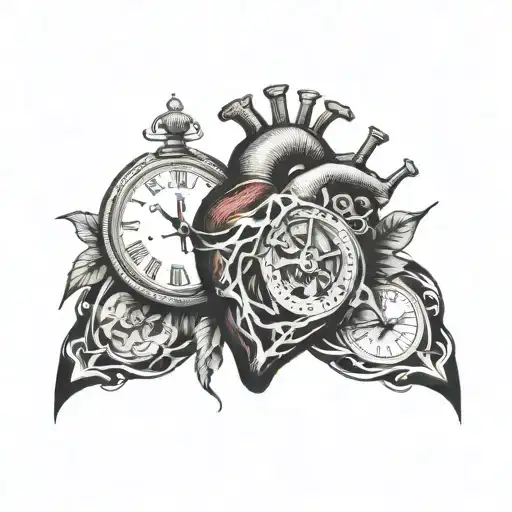 Anatomical Heart And Clock Face