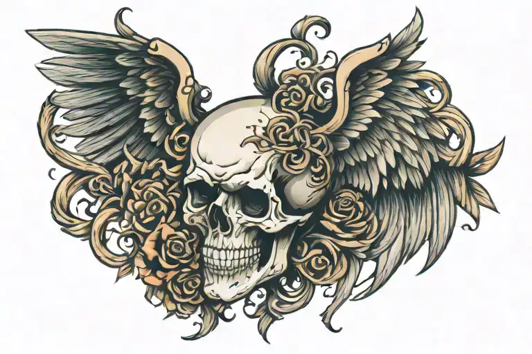 Skull And Wings Looking